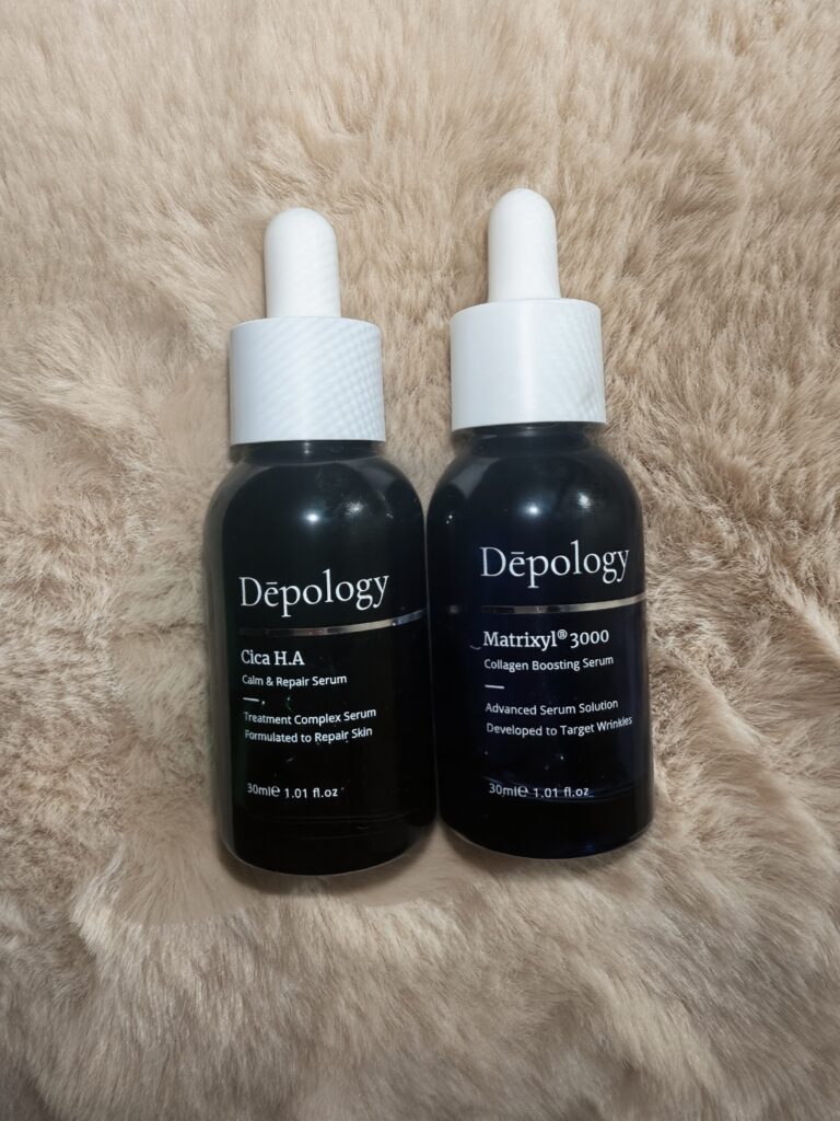 Depology Skincare products on a fur background