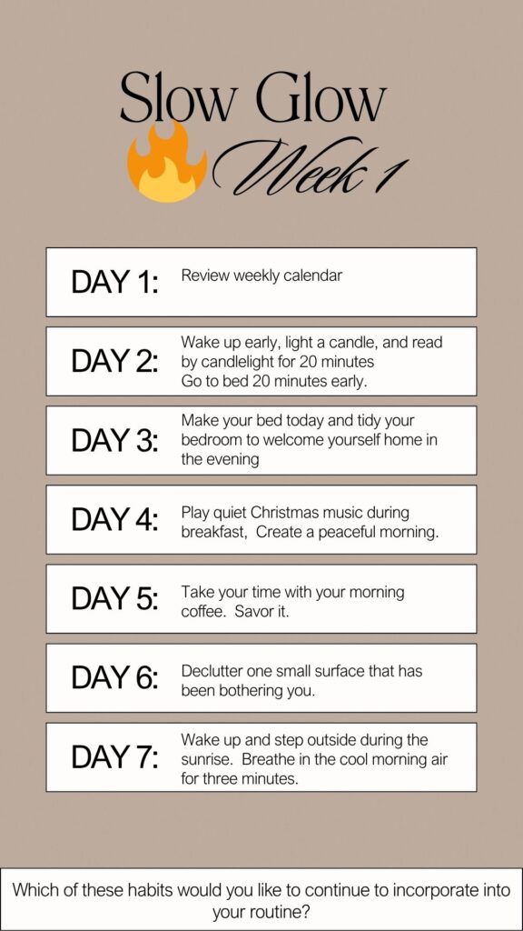 Slow Glow ritual calendar, week 1